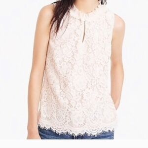 J Crew Lace Sleeveless Cream colored Top. Size TS EUC